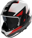 Flip-Up Travelling Motorcycle Helmet Nolan N120-1 White / Black / Red Ciclone 363 Size Xxxl