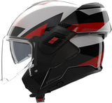 Flip-Up Travelling Motorcycle Helmet Nolan N120-1 White / Black / Red Ciclone 363 Size Xxxl