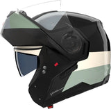 Flip-Up Travelling Motorcycle Helmet Nolan N90-3 06 Black / Ivory / Anthracite / Green Grey Blocco 354 Size Xl