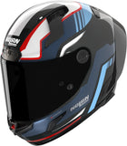 Full-Face Speeding Motorcycle Helmet Nolan X-804 Rs Ultra Carbon Carbon / Deep Blue / Light Blue / Red Piega 366 Size M