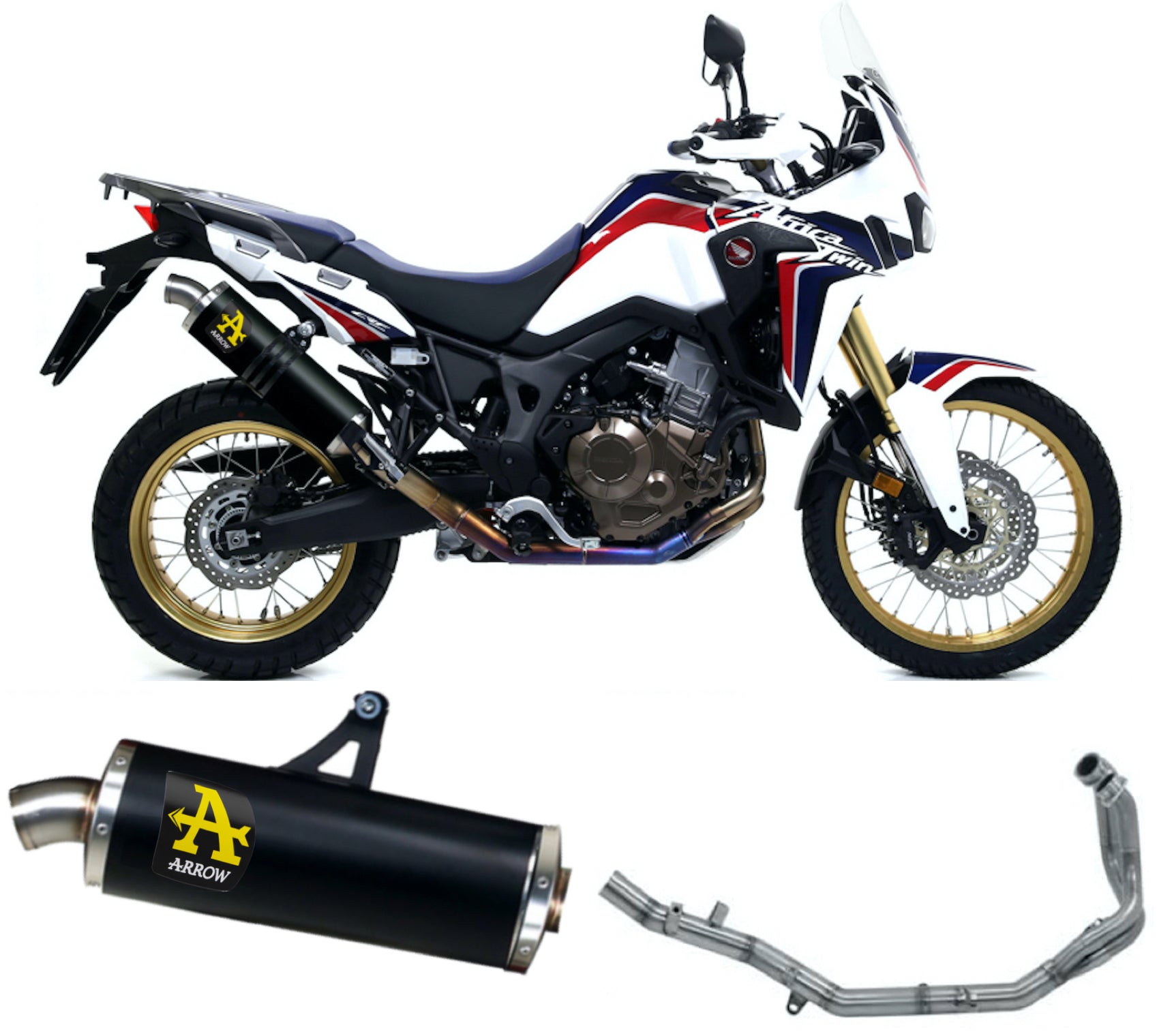 ARROW SCARICO COMPLETO OMOLOGATO OPEN MAXI RACE-TECH ALLUMINIO NERO COMPATIBILE CON HONDA AFRICA TWIN 1100 20/23