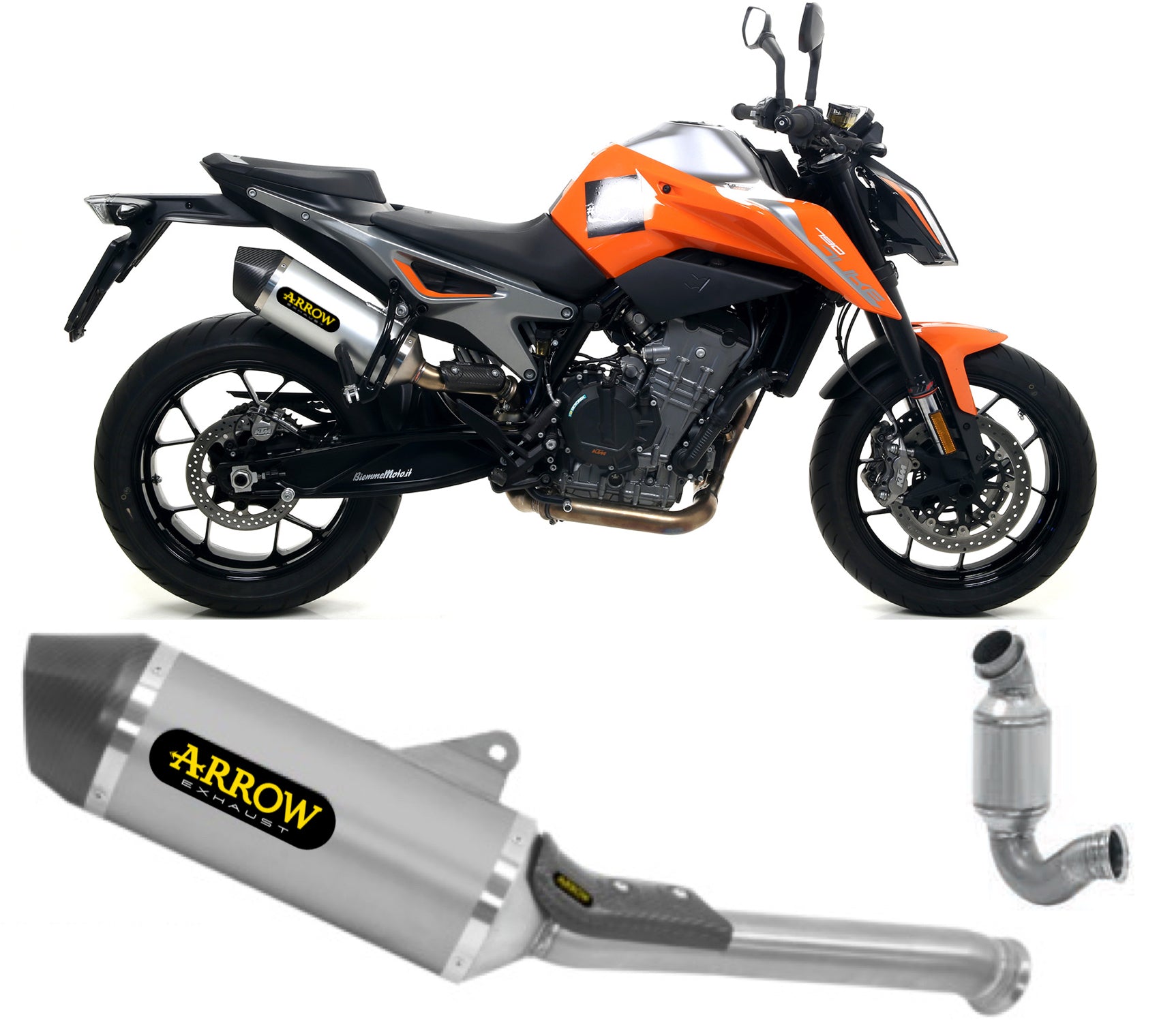 ARROW SCARICO OMOLOGATO OPEN RACE-TECH TITANIO FONDELLO CARBY COMPATIBILE CON KTM 890 DUKE R 20/23