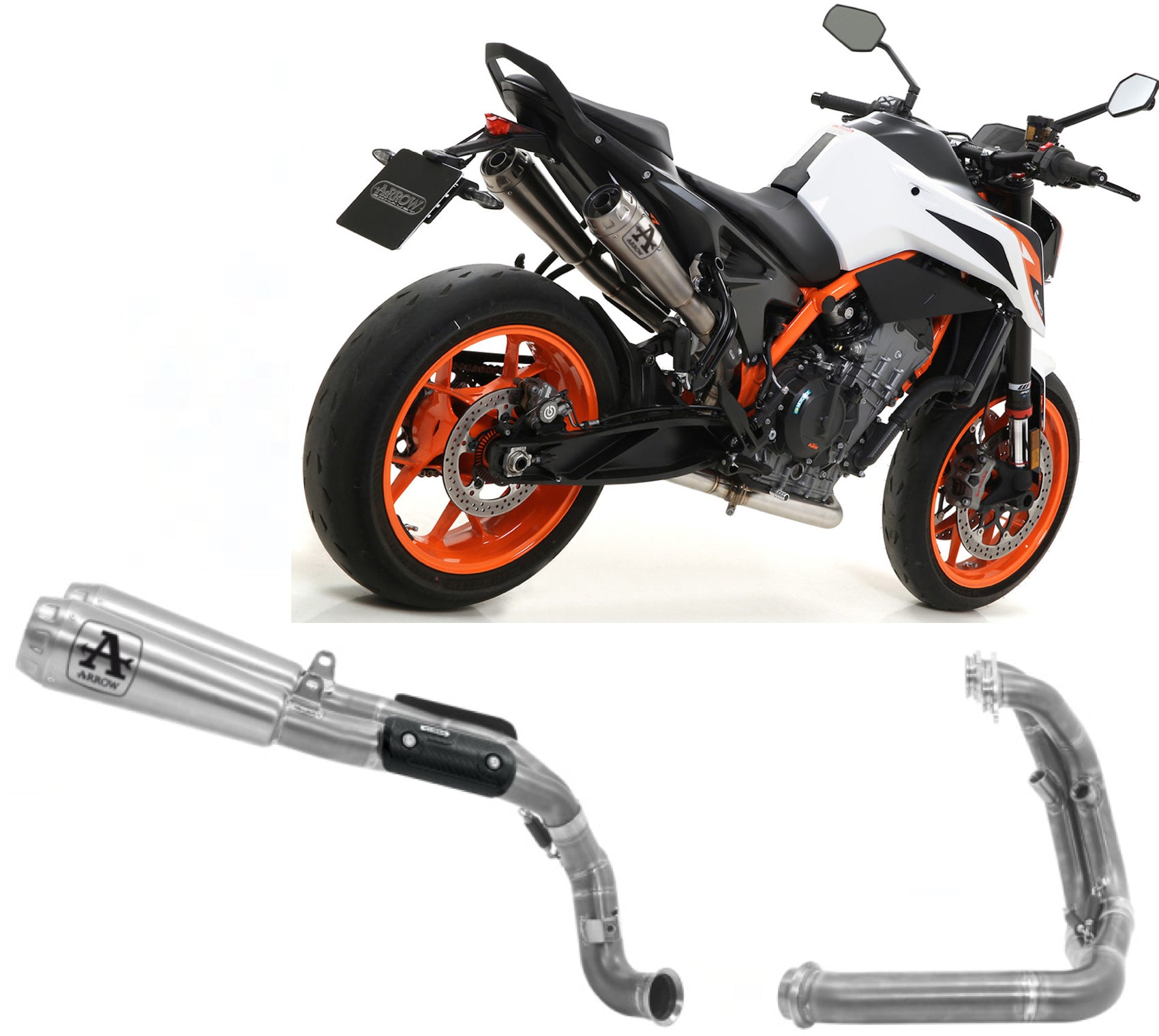 ARROW SCARICO COMPLETO RACE DOPPIO TERMINALE PRO-RACE NICHROM COMPATIBILE CON KTM 890 DUKE R 20/23