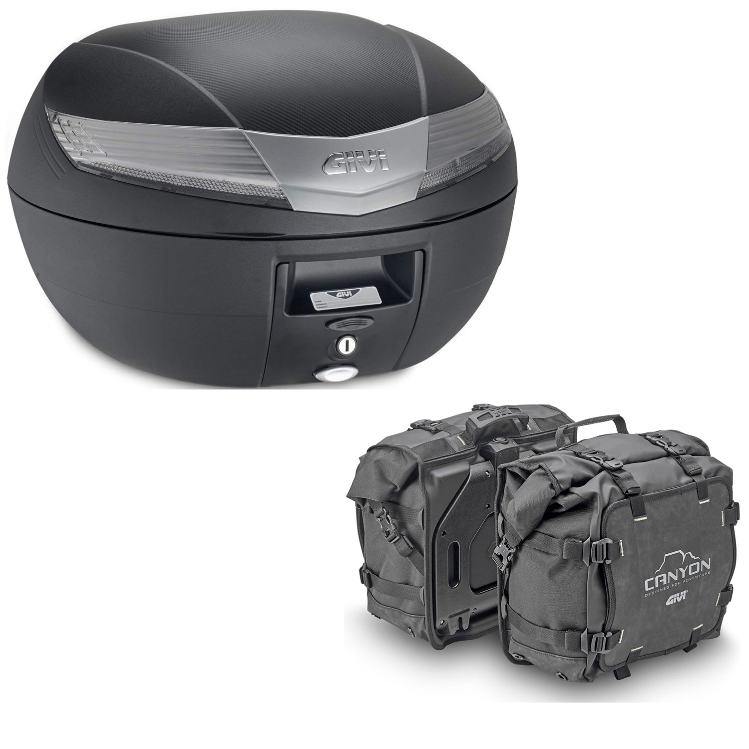 GIVI BAULETTO V40NT + VALIGIE LATERALI CANYON GRT720 COMPATIBILE CON YAMAHA TRACER 900 GT 18/20