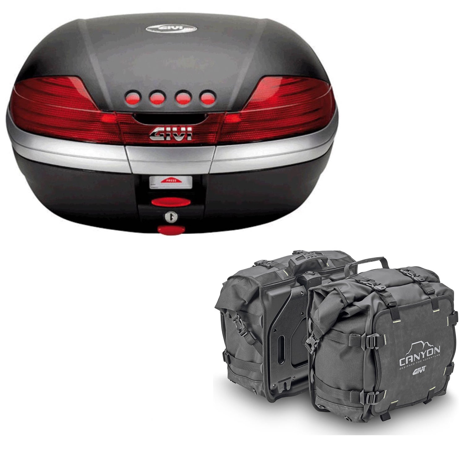 GIVI BAULETTO V46N + VALIGIE LATERALI CANYON GRT720 COMPATIBILE CON YAMAHA TRACER 900 GT 18/20