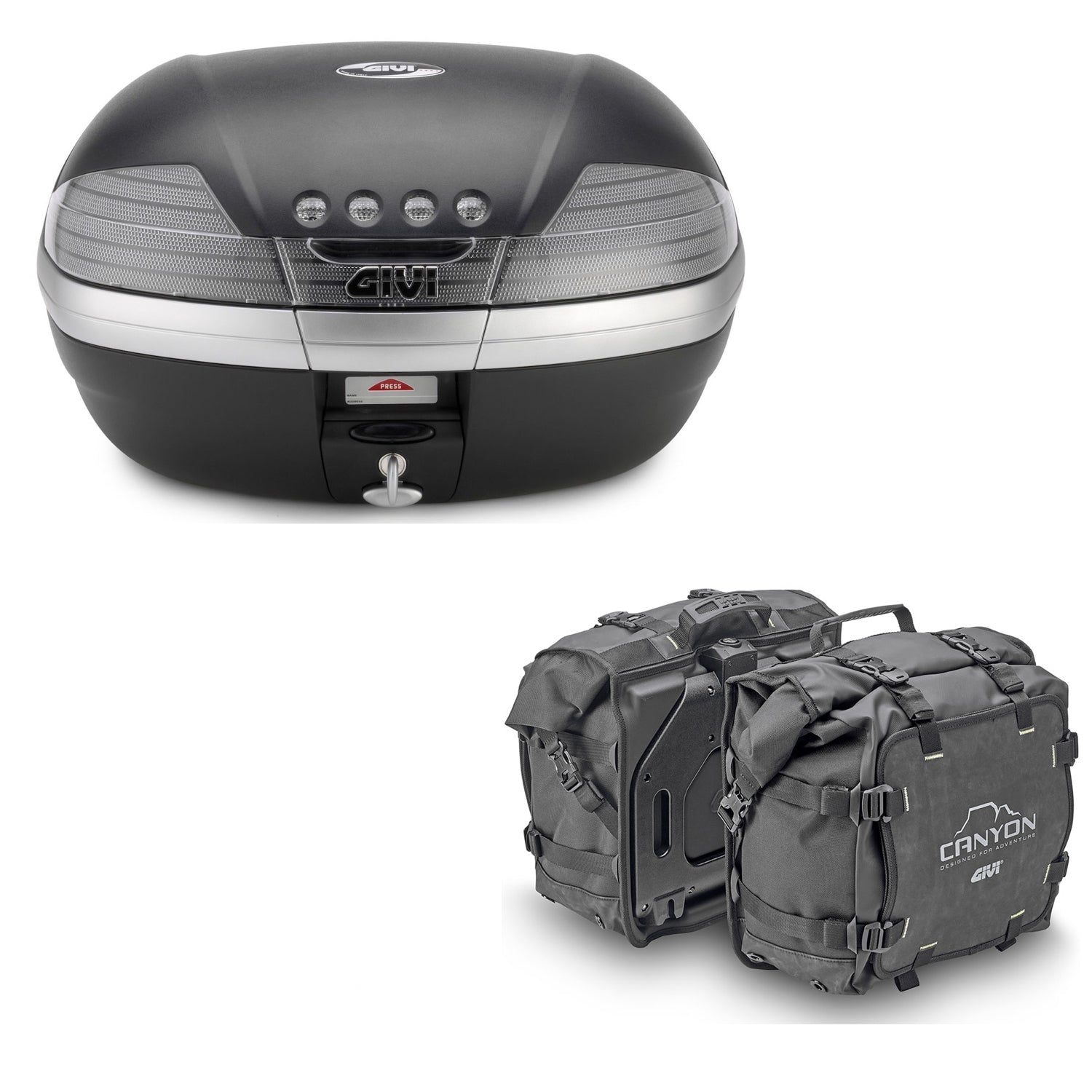 GIVI BAULETTO V46NT + VALIGIE LATERALI CANYON GRT720 COMPATIBILE CON YAMAHA TRACER 900 GT 18/20