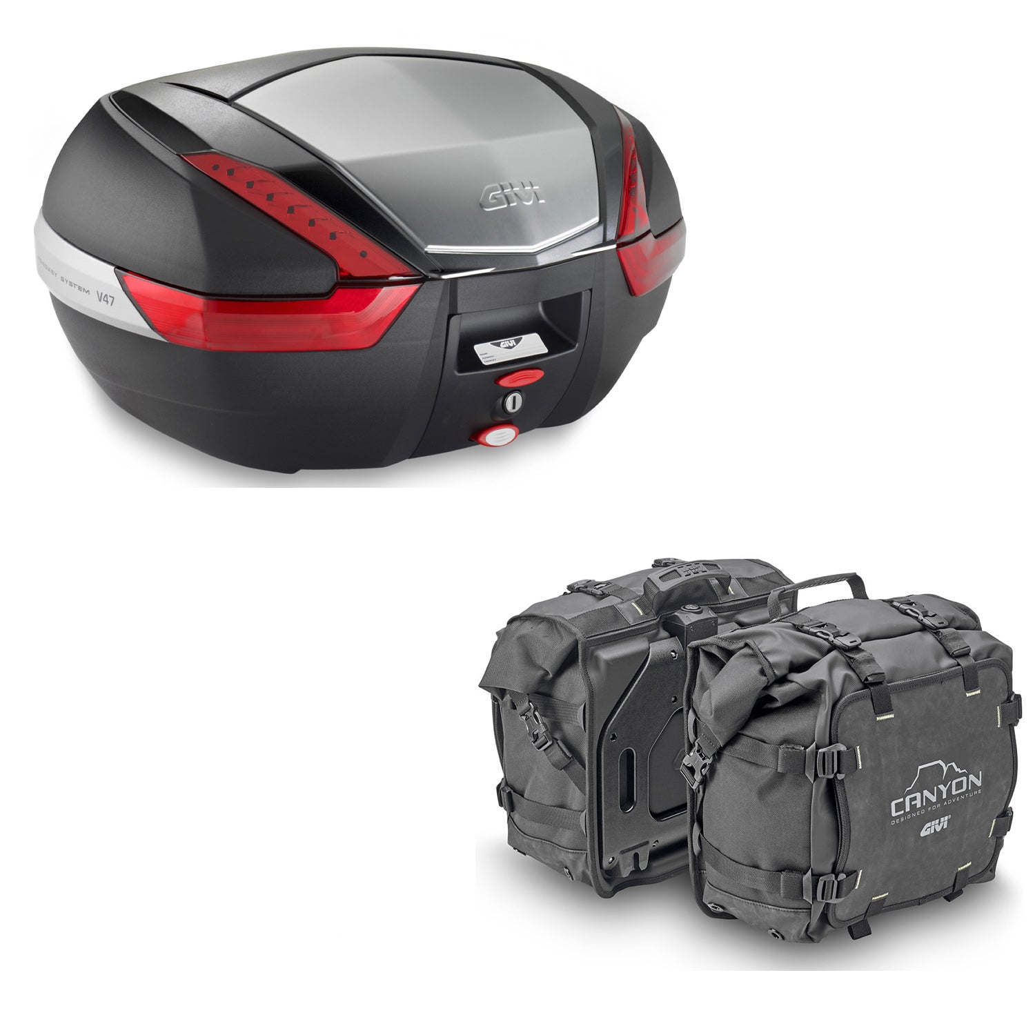 GIVI BAULETTO V47N + VALIGIE LATERALI CANYON GRT720 COMPATIBILE CON YAMAHA TRACER 900 GT 18/20