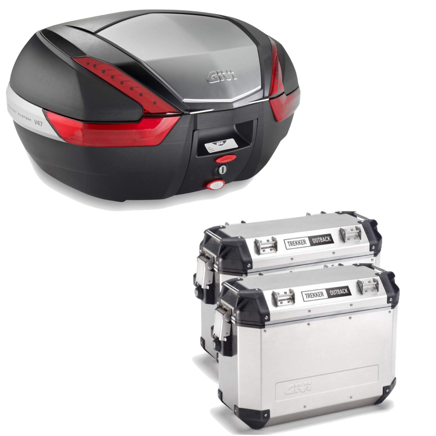 GIVI BAULETTO V47N + VALIGIE LATERALI OUTBACK OBKN37A COMPATIBILE CON HONDA NC 750 X 16/20