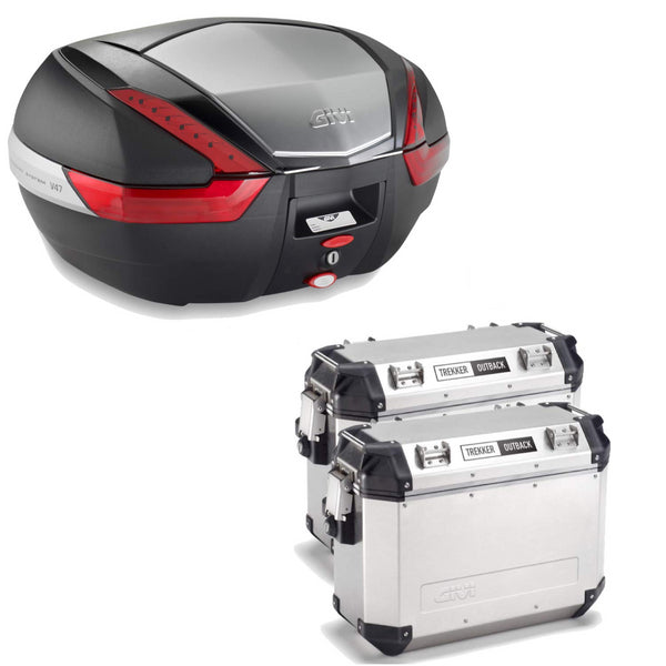 GIVI BAULETTO V47N + VALIGIE LATERALI OUTBACK OBKN37A COMPATIBILE CON YAMAHA TRACER 900 GT 18/20