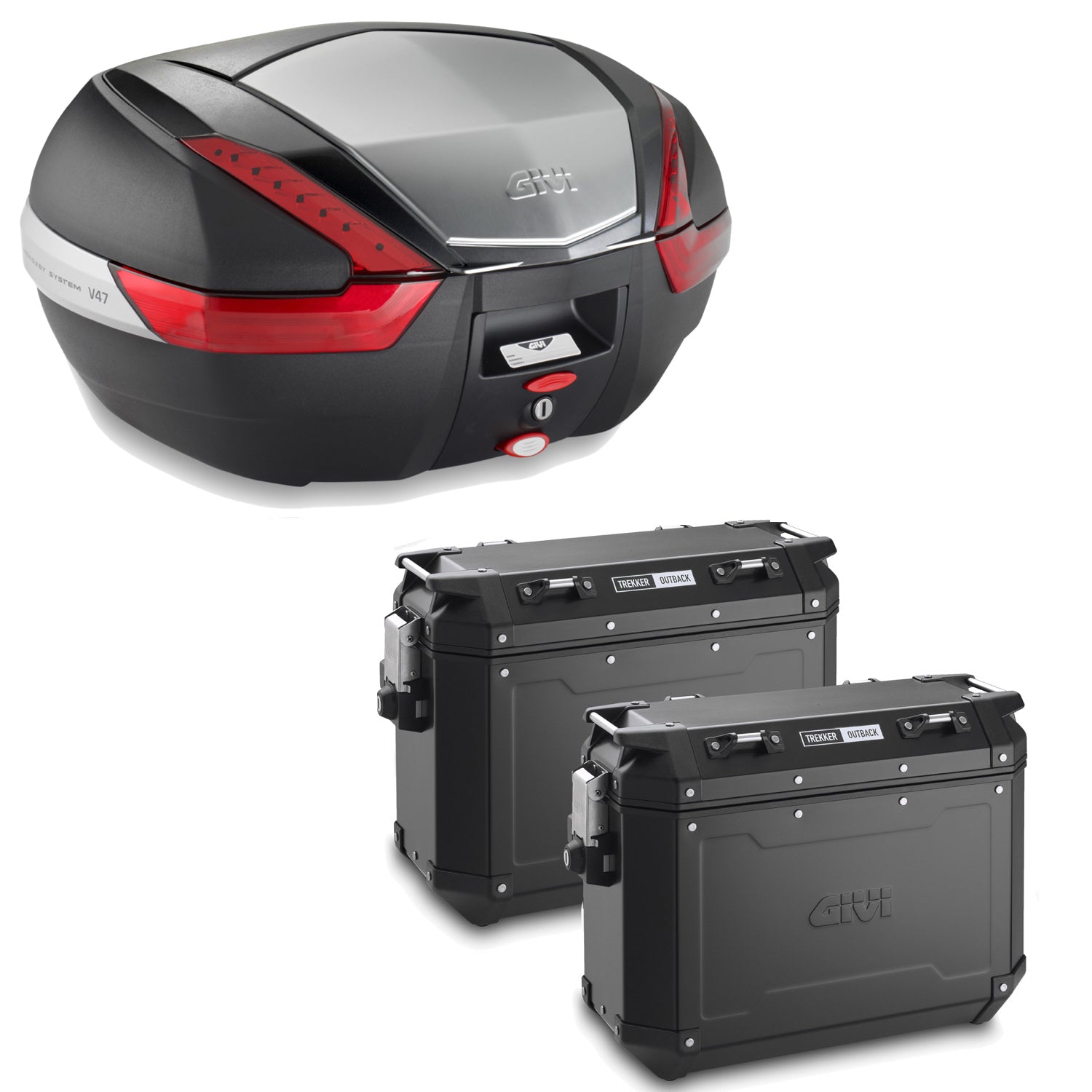 GIVI BAULETTO V47N + VALIGIE LATERALI OUTBACK OBKN37B COMPATIBILE CON HONDA NC 750 X 16/20