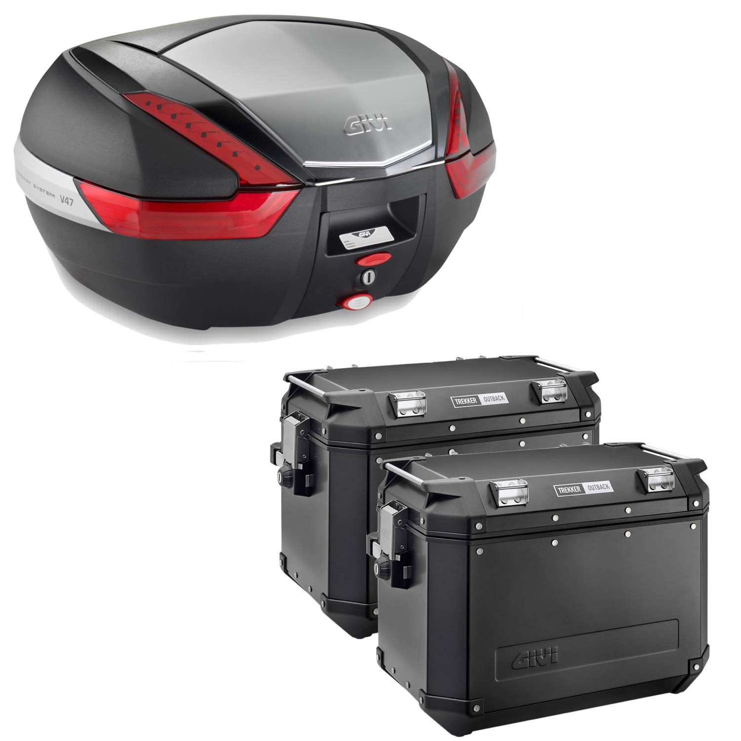 GIVI BAULETTO V47N + VALIGIE LATERALI OUTBACK OBKN48B COMPATIBILE CON HONDA NC 750 X 16/20