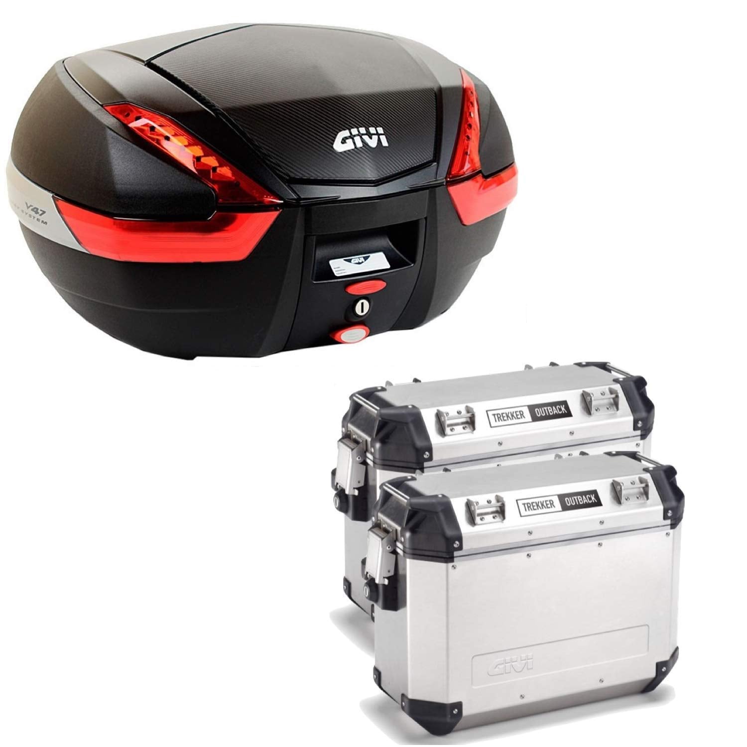 GIVI BAULETTO V47NN + VALIGIE LATERALI OUTBACK OBKN37A COMPATIBILE CON HONDA NC 750 X 16/20