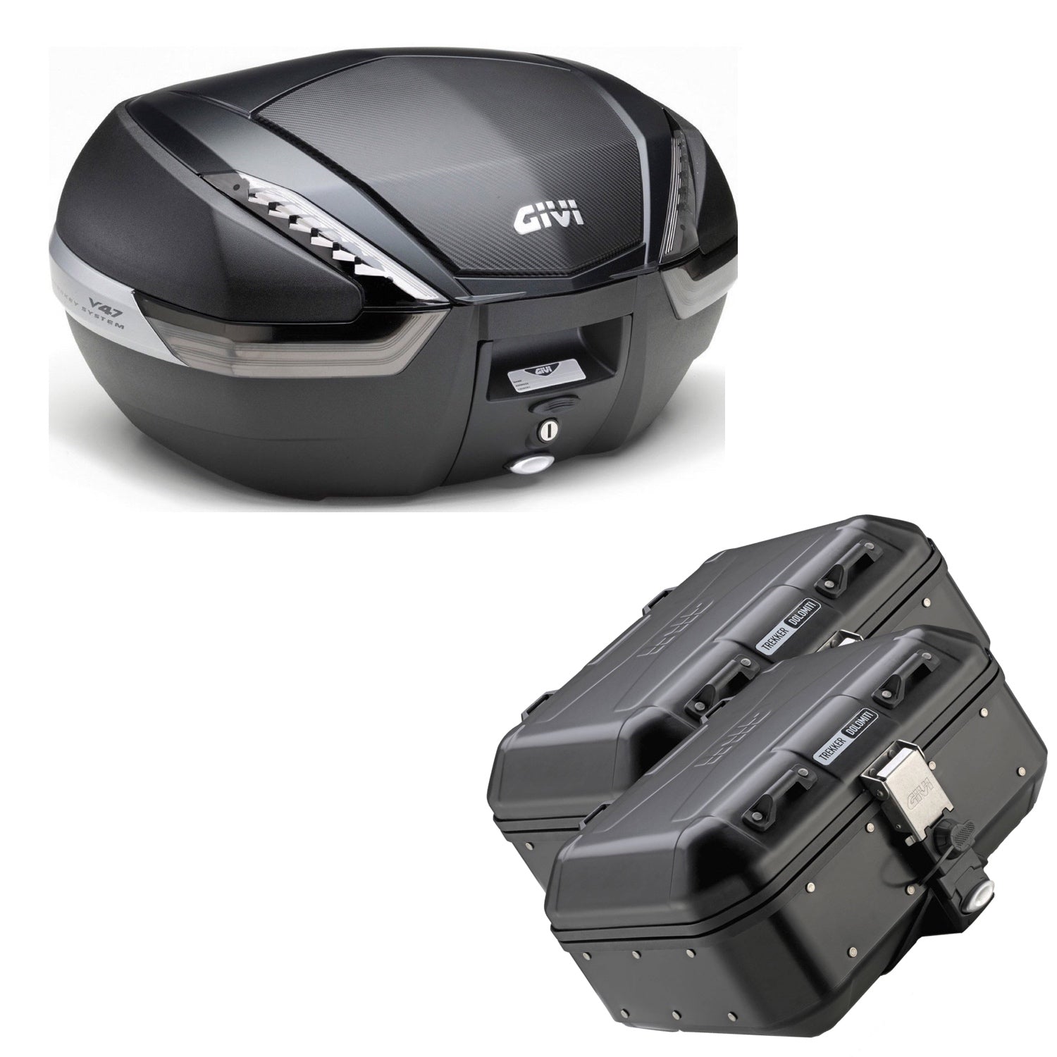 GIVI BAULETTO V47NNT + VALIGIE LATERALI DOLOMITI DLM30B COMPATIBILE CON HONDA NC 750 S 14/15