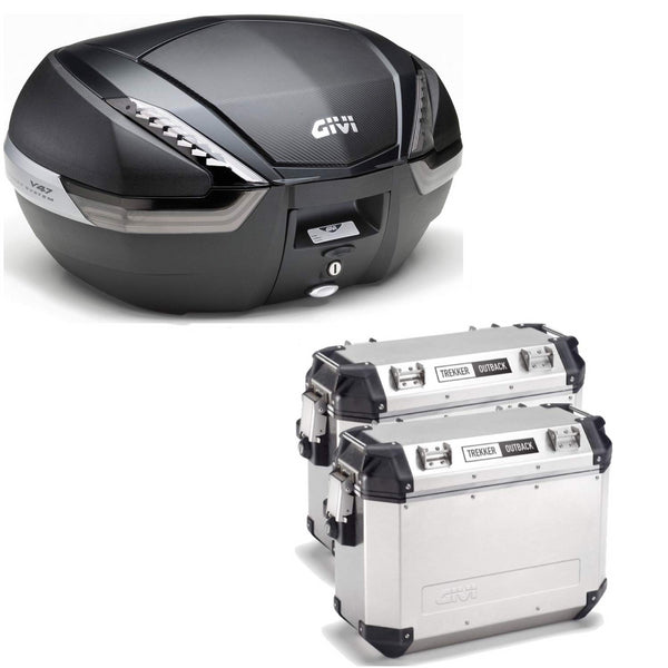 GIVI BAULETTO V47NNT + VALIGIE LATERALI OUTBACK OBKN37A COMPATIBILE CON HONDA NC 750 X 16/20