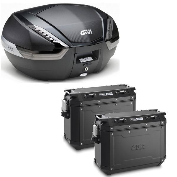 GIVI BAULETTO V47NNT + VALIGIE LATERALI OUTBACK OBKN37B COMPATIBILE CON HONDA NC 750 X 16/20