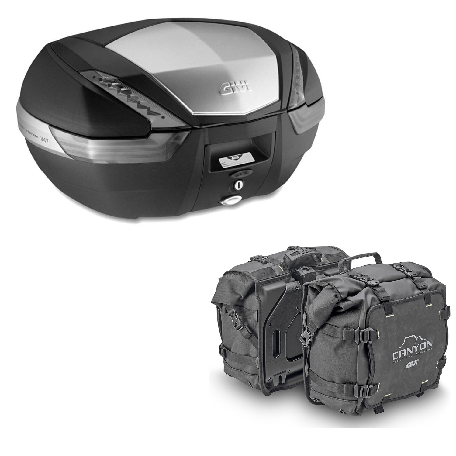 GIVI BAULETTO V47NT + VALIGIE LATERALI CANYON GRT720 COMPATIBILE CON YAMAHA TRACER 900 GT 18/20