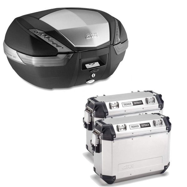 GIVI BAULETTO V47NT + VALIGIE LATERALI OUTBACK OBKN37A COMPATIBILE CON HONDA NC 750 X 16/20