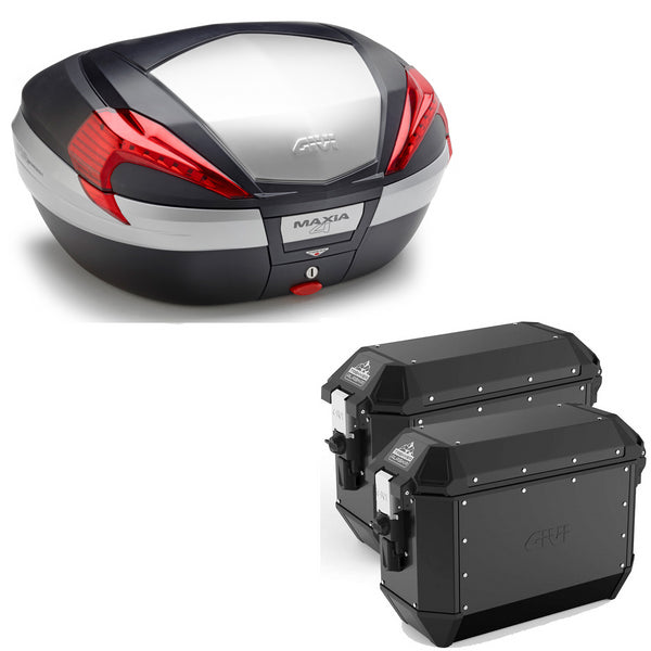 GIVI BAULETTO MAXIA 4 V56N + VALIGIE LATERALI ALASKA ALA36B COMPATIBILE CON HONDA NC 750 S 14/15