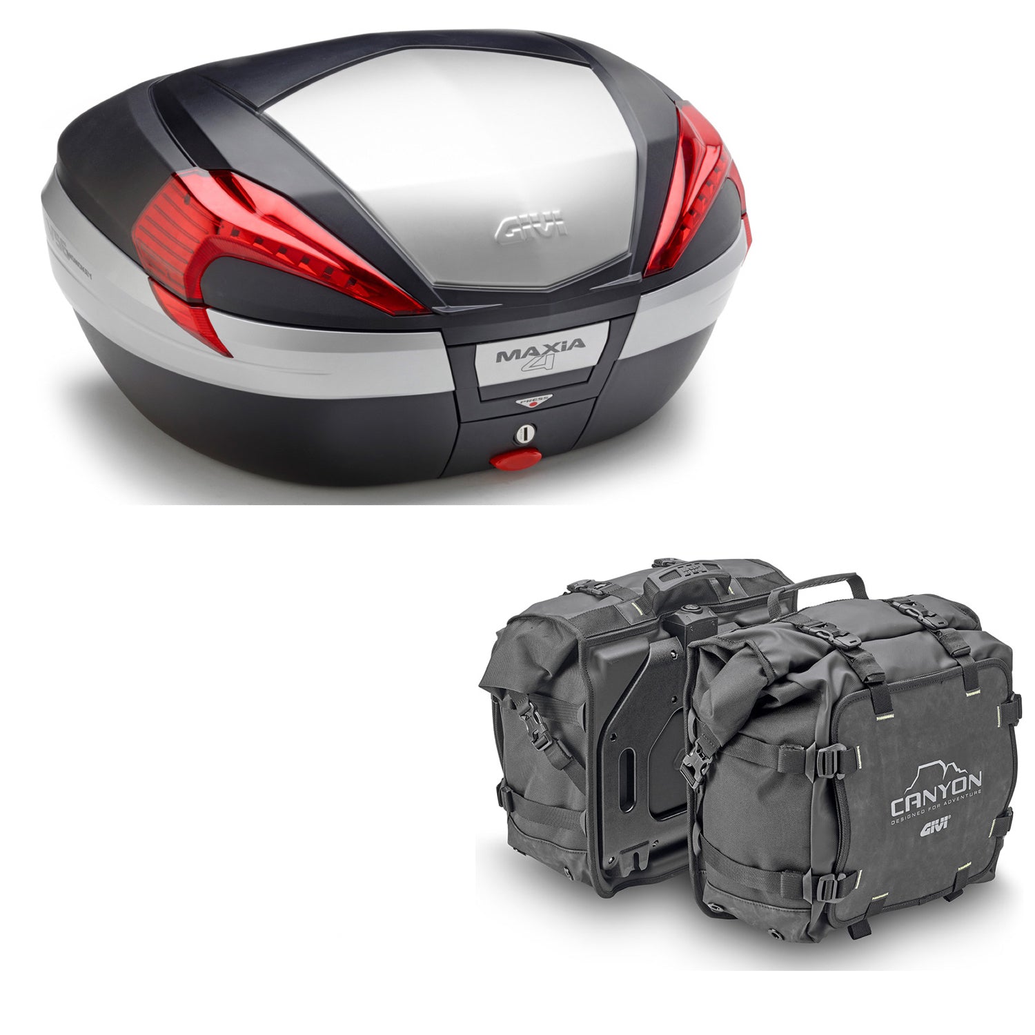 GIVI BAULETTO MAXIA 4 V56N + VALIGIE LATERALI CANYON GRT720 COMPATIBILE CON YAMAHA TRACER 900 GT 18/20