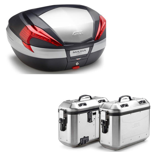 GIVI BAULETTO MAXIA 4 V56N + VALIGIE LATERALI DOLOMITI DLMK36A COMPATIBILE CON HONDA NC 750 S 16/20