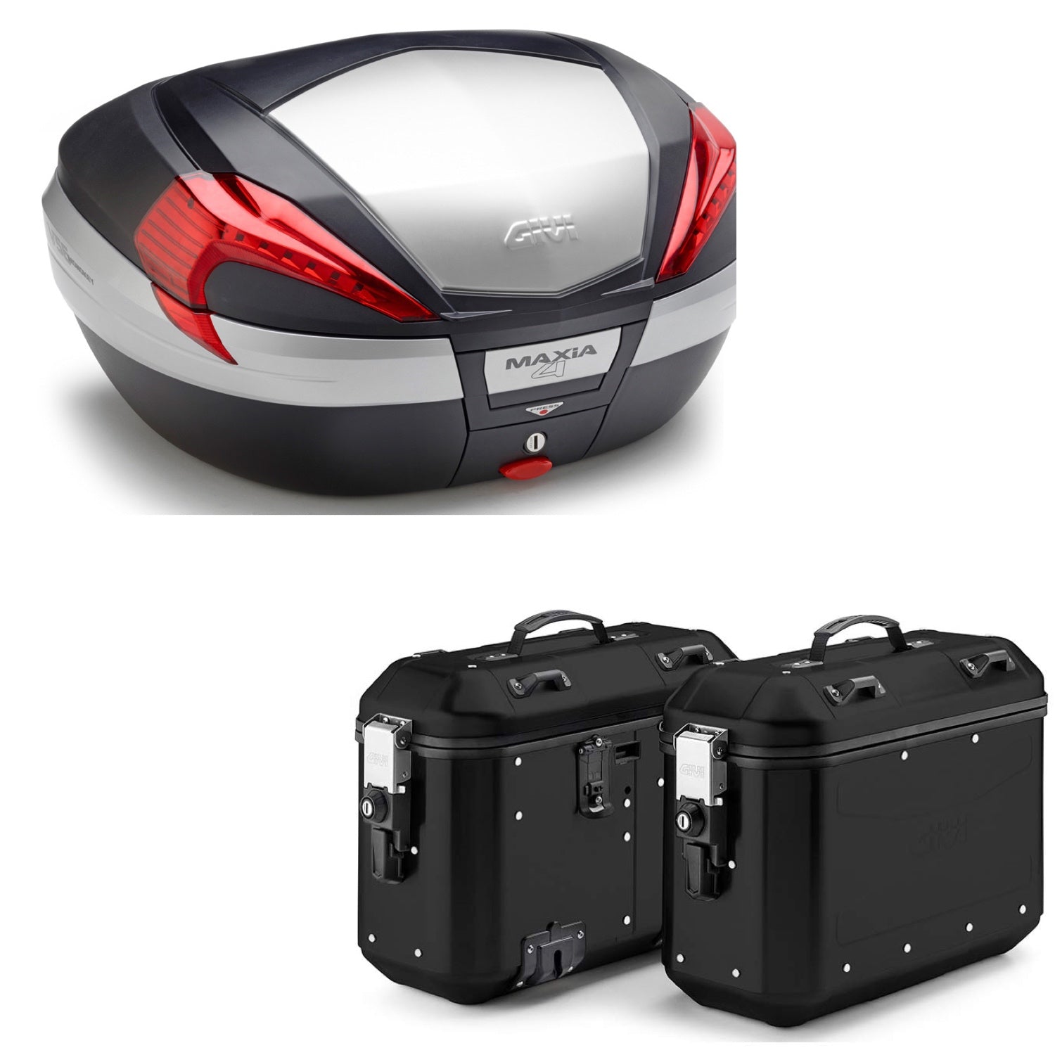 GIVI BAULETTO MAXIA 4 V56N + VALIGIE LATERALI DOLOMITI DLMK36B COMPATIBILE CON HONDA NC 750 S 14/15