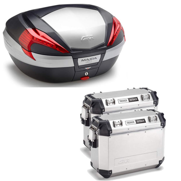 GIVI BAULETTO MAXIA 4 V56N + VALIGIE LATERALI OUTBACK OBKN37A COMPATIBILE CON HONDA NC 750 X 16/20