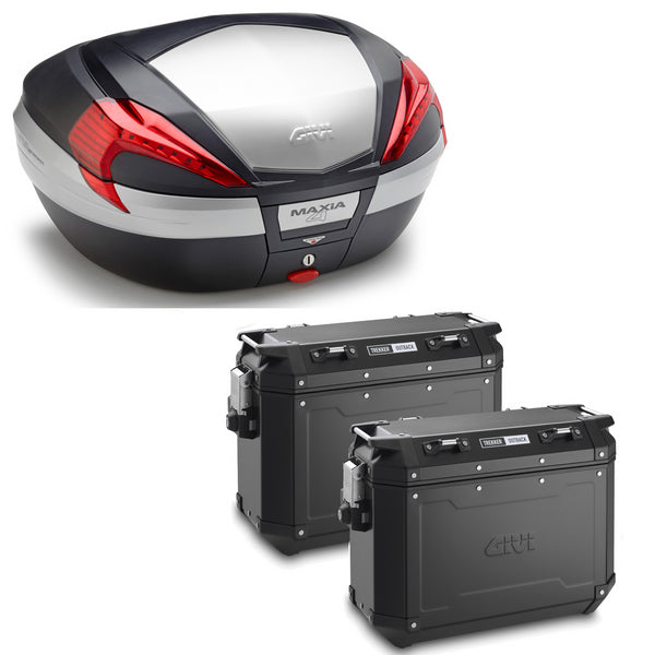 GIVI BAULETTO MAXIA 4 V56N + VALIGIE LATERALI OUTBACK OBKN37B COMPATIBILE CON HONDA NC 750 X 16/20