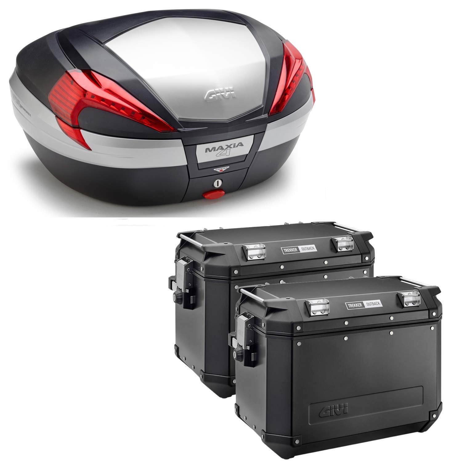 GIVI BAULETTO MAXIA 4 V56N + VALIGIE LATERALI OUTBACK OBKN48B COMPATIBILE CON HONDA NC 750 X 16/20