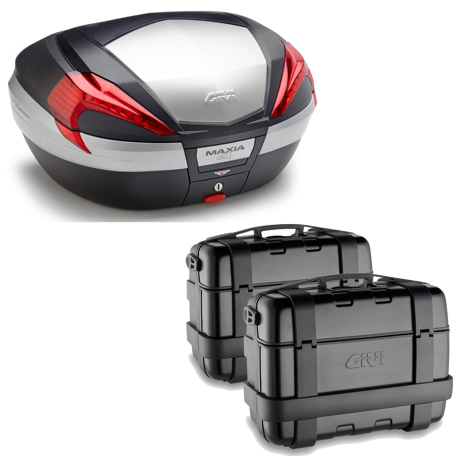 GIVI BAULETTO MAXIA 4 V56N + VALIGIE LATERALI TREKKER TRK33B COMPATIBILE CON HONDA NC 750 S 16/20