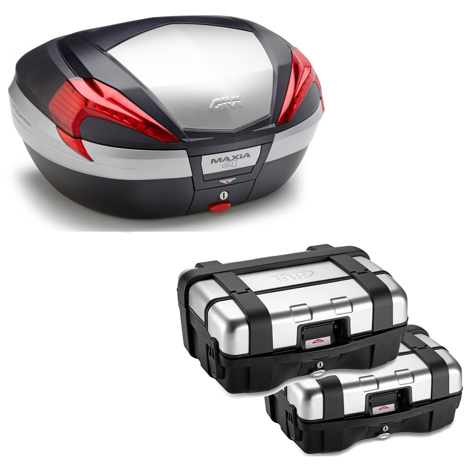 GIVI BAULETTO MAXIA 4 V56N + VALIGIE LATERALI TREKKER TRK33N COMPATIBILE CON HONDA NC 750 S 14/15