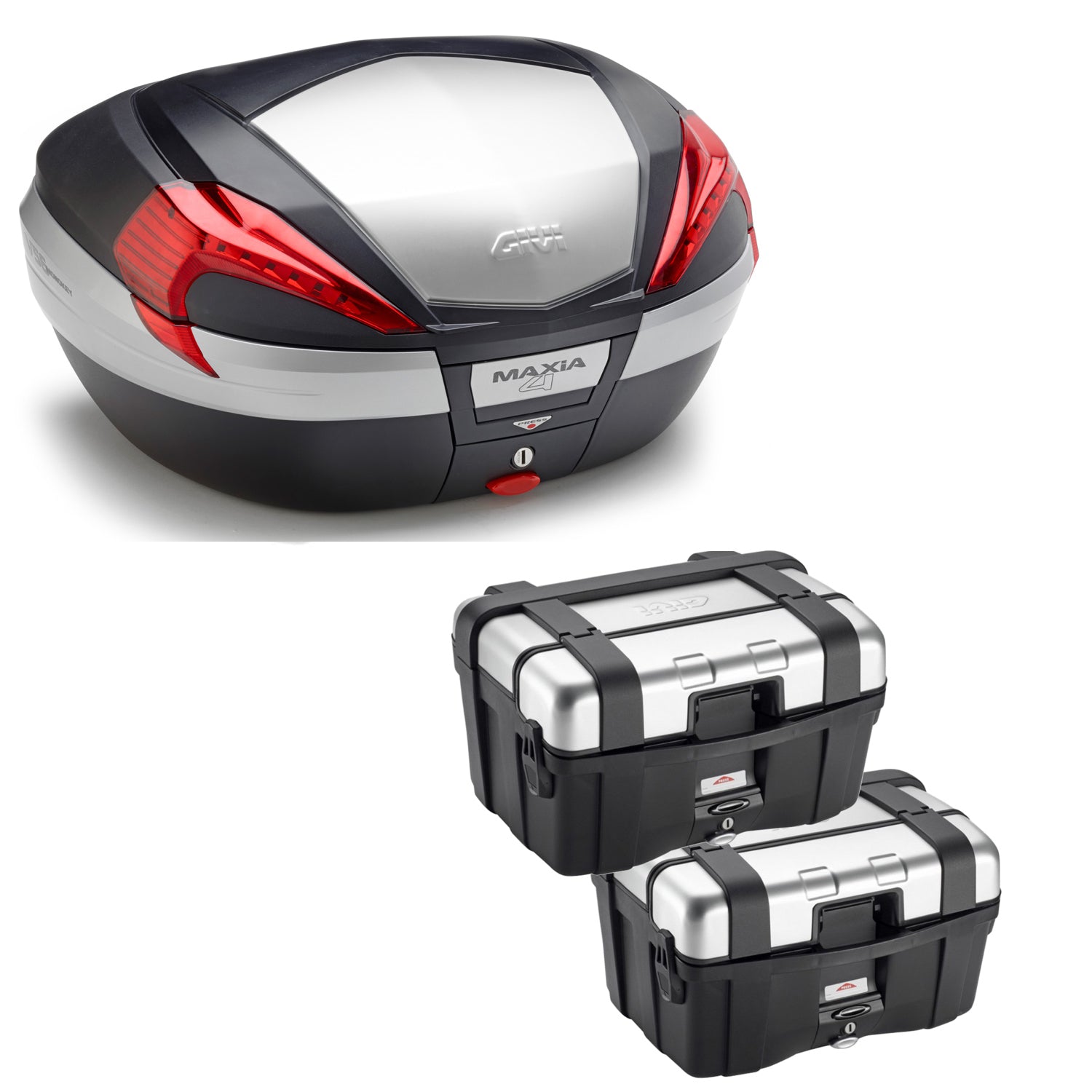 GIVI BAULETTO MAXIA 4 V56N + VALIGIE LATERALI TREKKER TRK46N COMPATIBILE CON HONDA NC 750 X 16/20