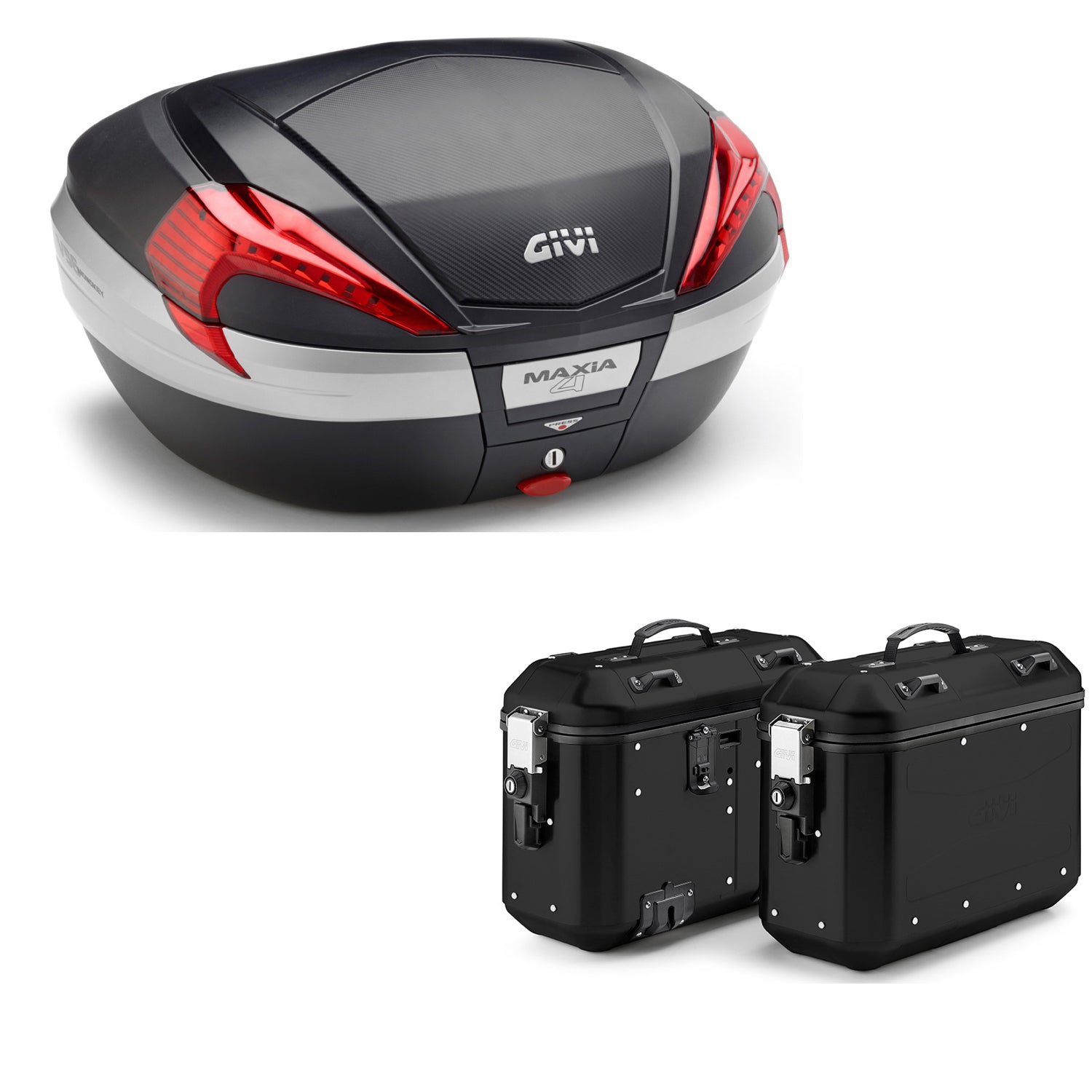 GIVI BAULETTO MAXIA 4 V56NN + VALIGIE LATERALI DOLOMITI DLMK36B COMPATIBILE CON HONDA CRF 1000 L AFRICA TWIN ADVENTURE SPORTS 18/19