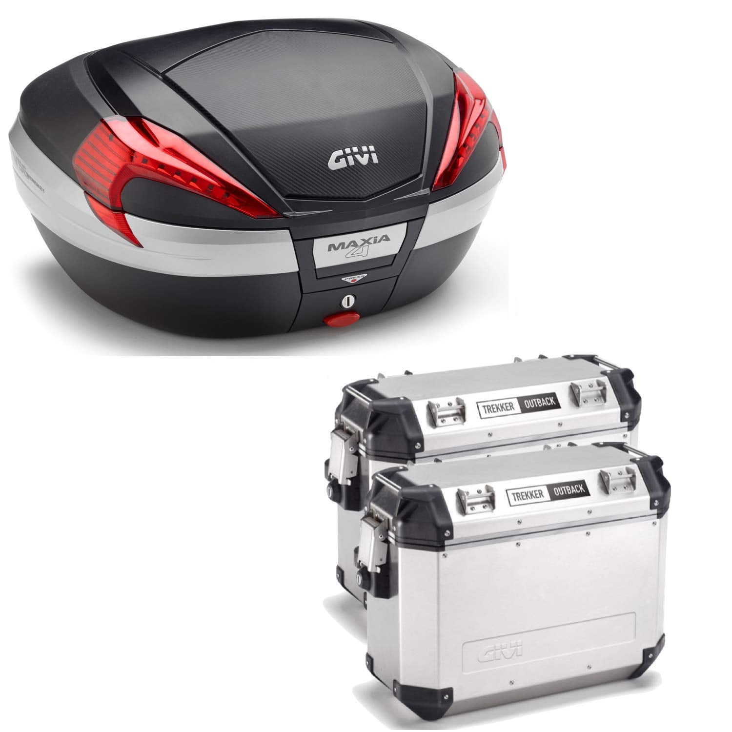 GIVI BAULETTO MAXIA 4 V56NN + VALIGIE LATERALI OUTBACK OBKN37A COMPATIBILE CON HONDA NC 750 X 16/20