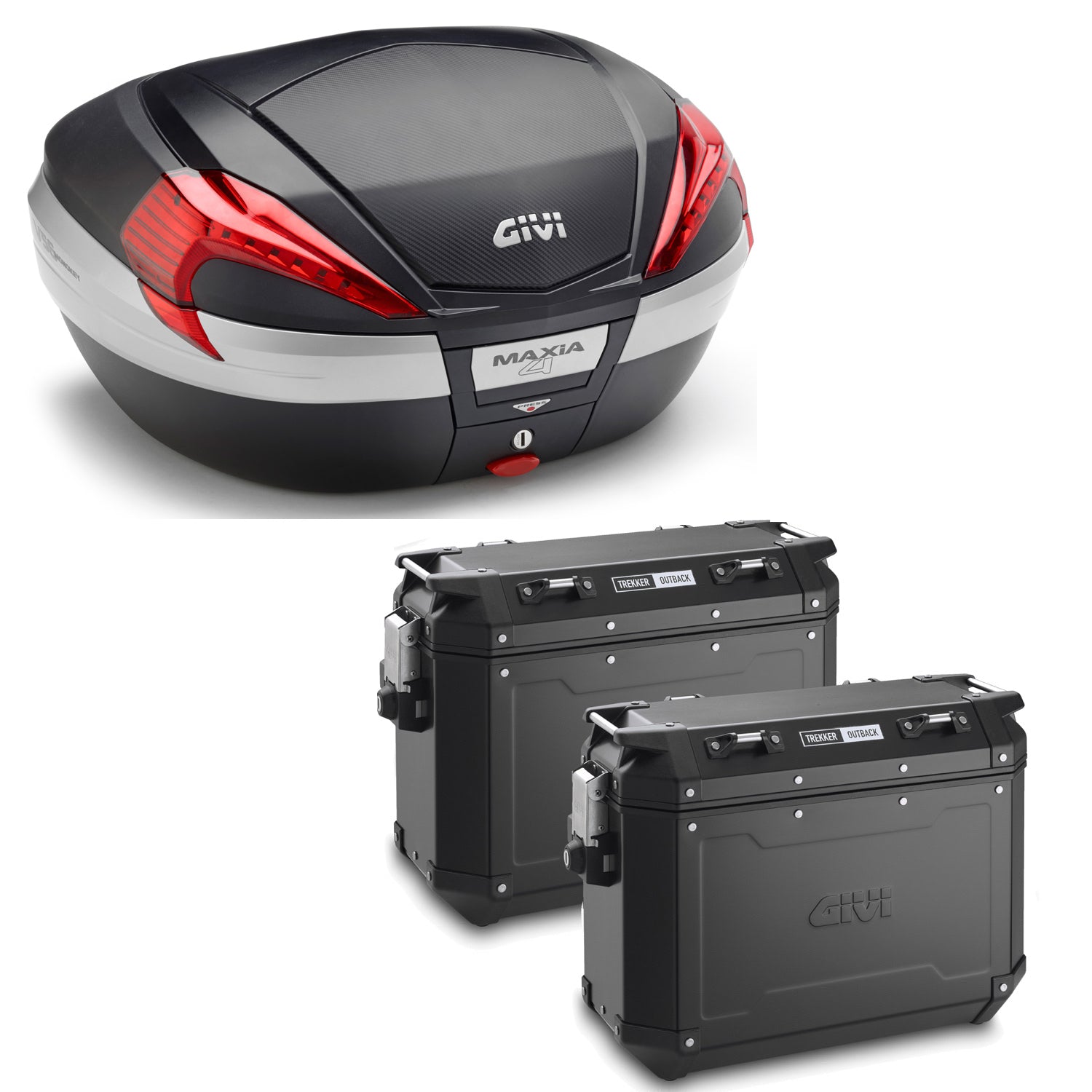 GIVI BAULETTO MAXIA 4 V56NN + VALIGIE LATERALI OUTBACK OBKN37B COMPATIBILE CON HONDA NC 750 X 16/20