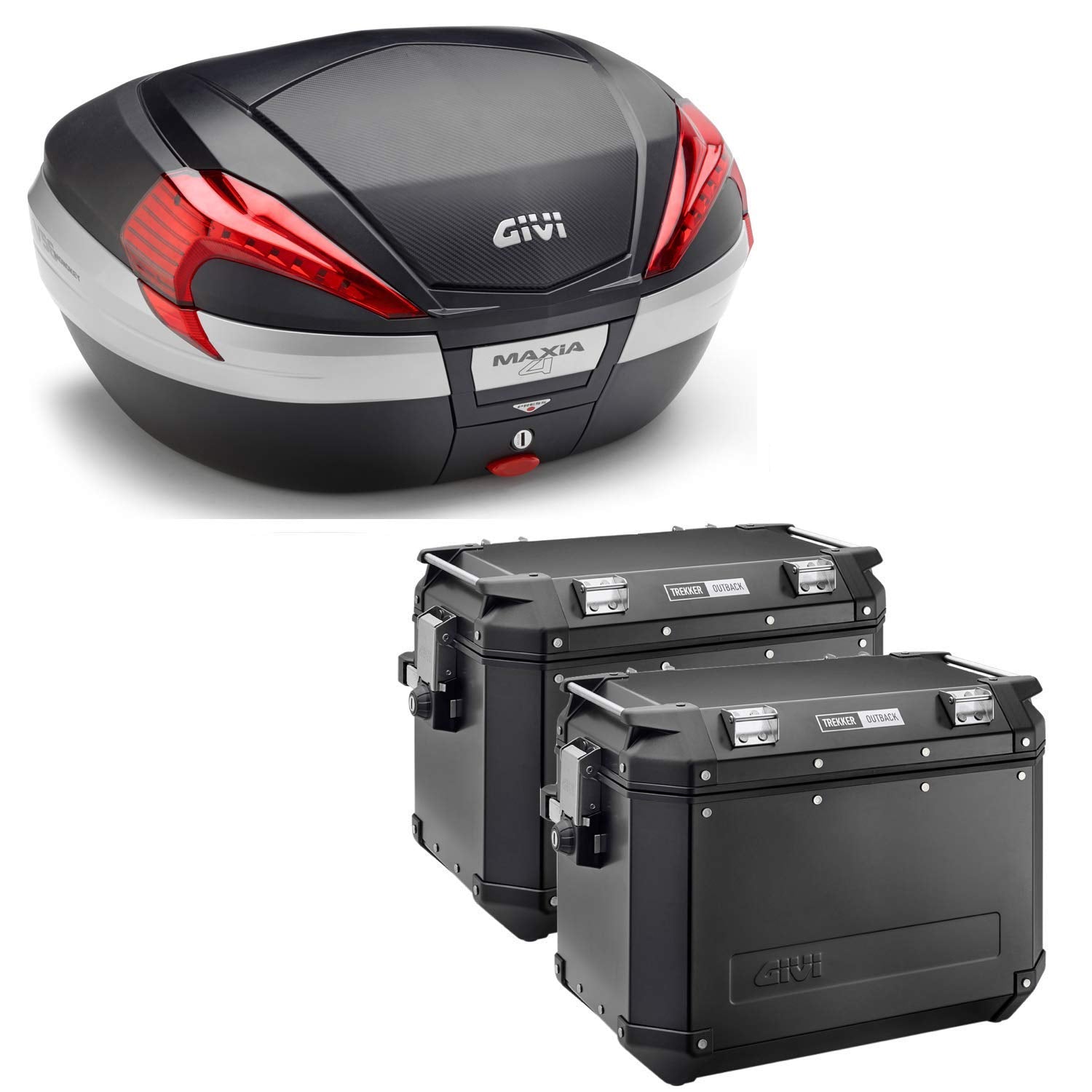 GIVI BAULETTO MAXIA 4 V56NN + VALIGIE LATERALI OUTBACK OBKN48B COMPATIBILE CON HONDA NC 750 X 16/20