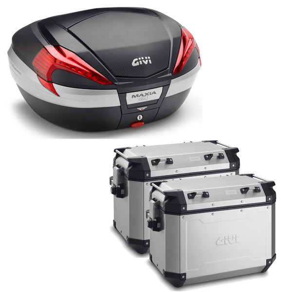 GIVI BAULETTO MAXIA 4 V56NN + VALIGIE LATERALI OUTBACK OBKN48A COMPATIBILE CON HONDA NC 750 X 16/20