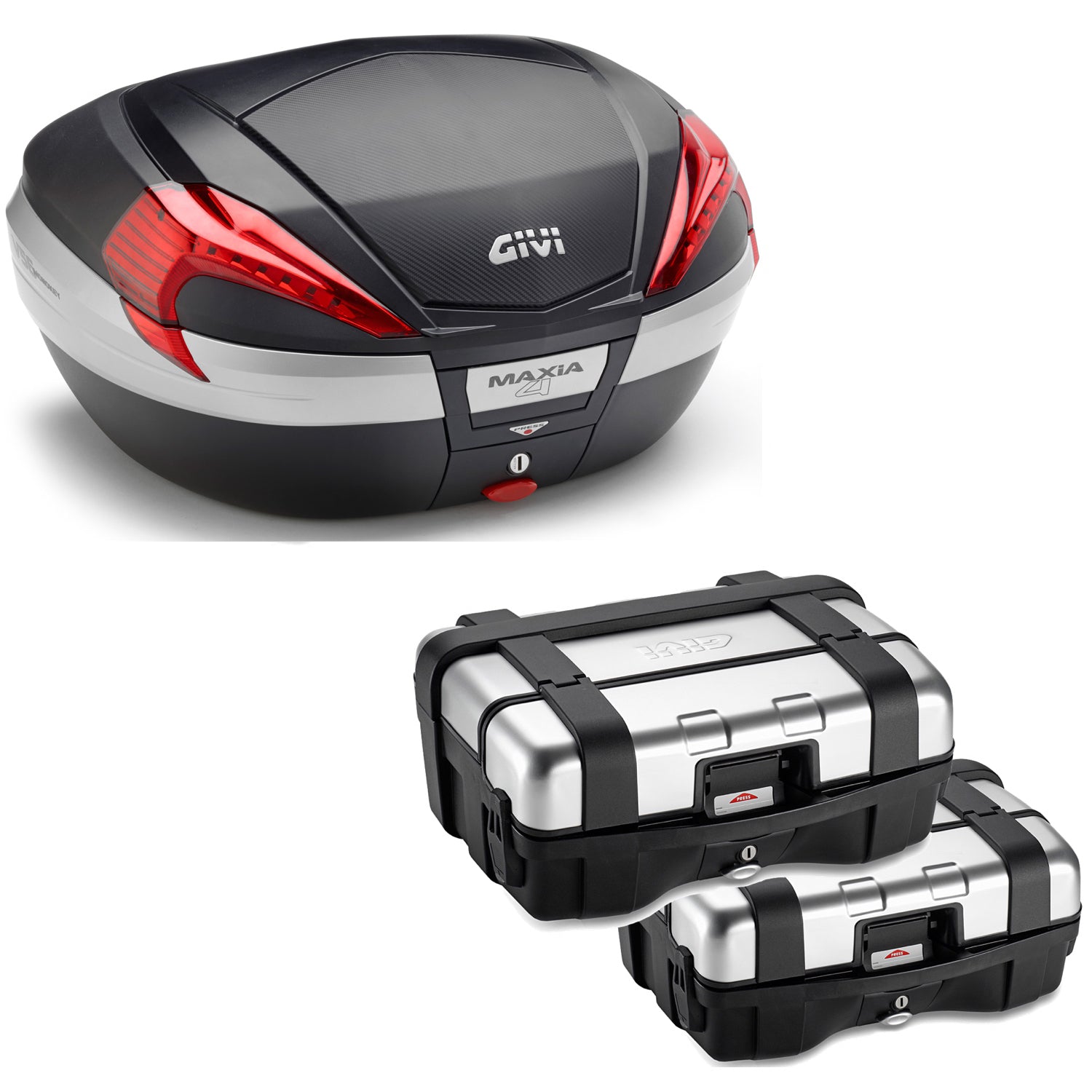 GIVI BAULETTO MAXIA 4 V56NN + VALIGIE LATERALI TREKKER TRK33N COMPATIBILE CON HONDA NC 750 X 16/20