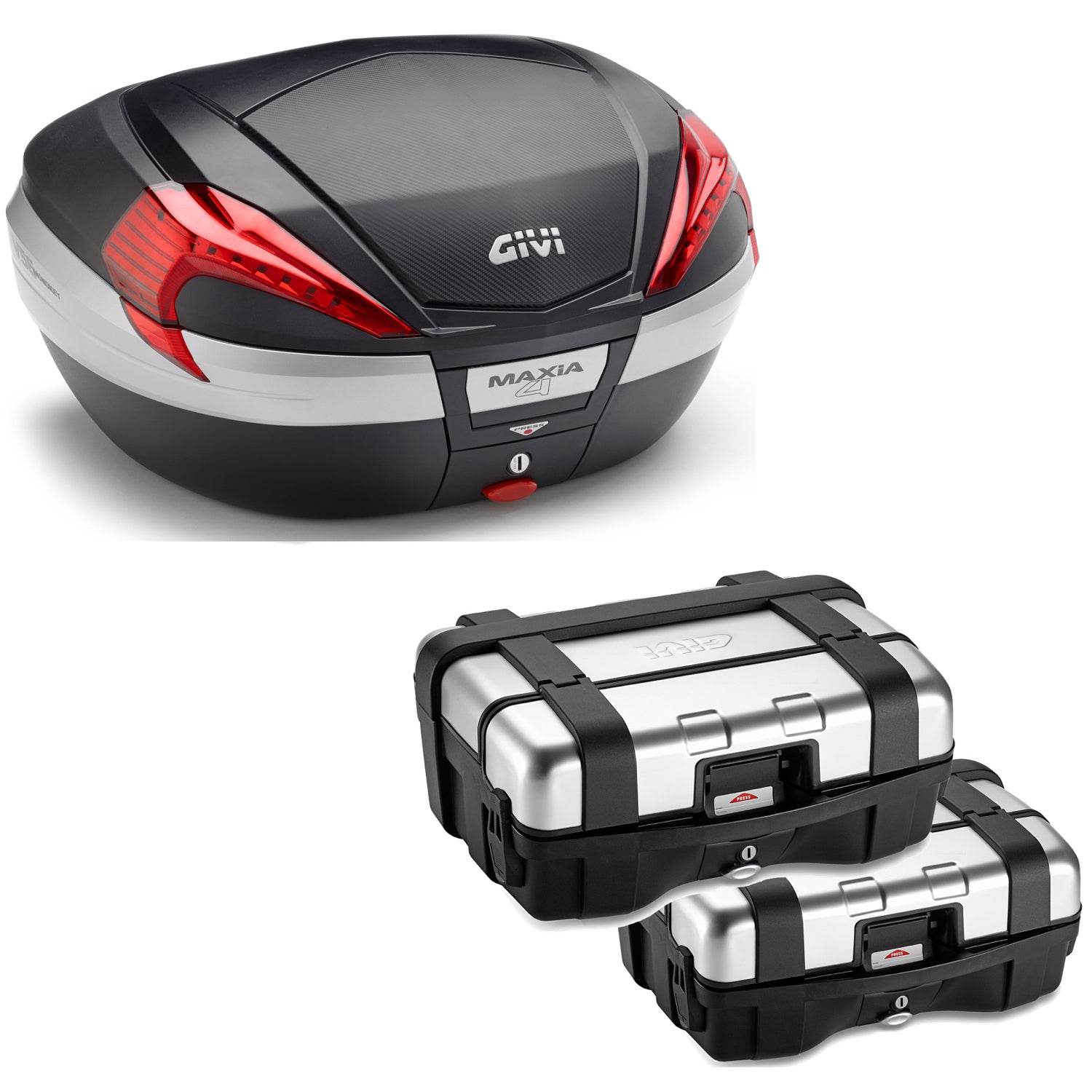 GIVI BAULETTO MAXIA 4 V56NN + VALIGIE LATERALI TREKKER TRK33N COMPATIBILE CON HONDA CRF 1000 L AFRICA TWIN ADVENTURE SPORTS 18/19