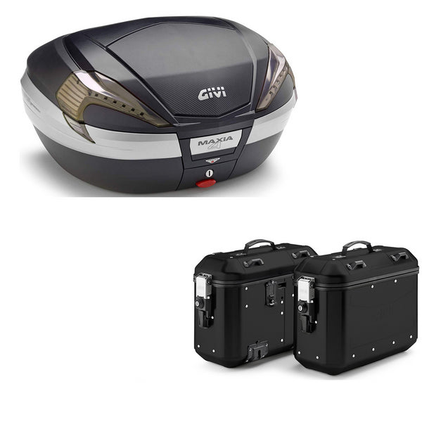 GIVI BAULETTO MAXIA 4 V56NNT + VALIGIE LATERALI DOLOMITI DLMK36B COMPATIBILE CON YAMAHA TRACER 900 18/20