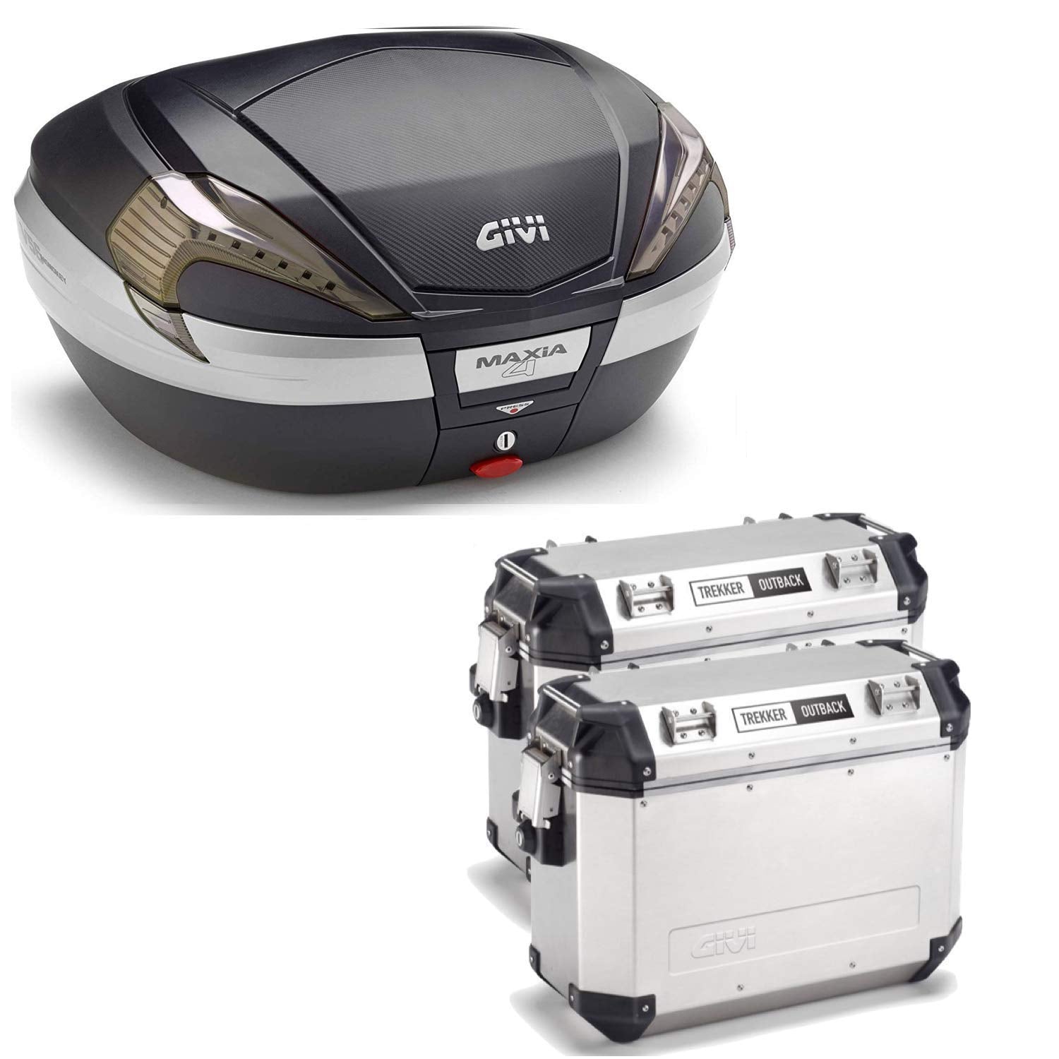 GIVI BAULETTO MAXIA 4 V56NNT + VALIGIE LATERALI OUTBACK OBKN37A COMPATIBILE CON HONDA NC 750 X 16/20