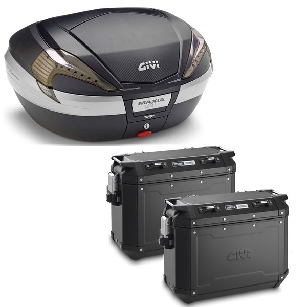 GIVI BAULETTO MAXIA 4 V56NNT + VALIGIE LATERALI OUTBACK OBKN37B COMPATIBILE CON HONDA NC 750 X 16/20