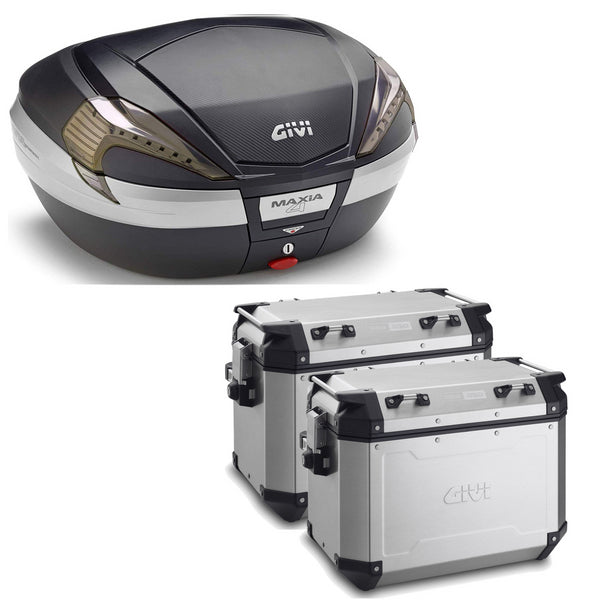 GIVI BAULETTO MAXIA 4 V56NNT + VALIGIE LATERALI OUTBACK OBKN48A COMPATIBILE CON HONDA NC 750 X 16/20