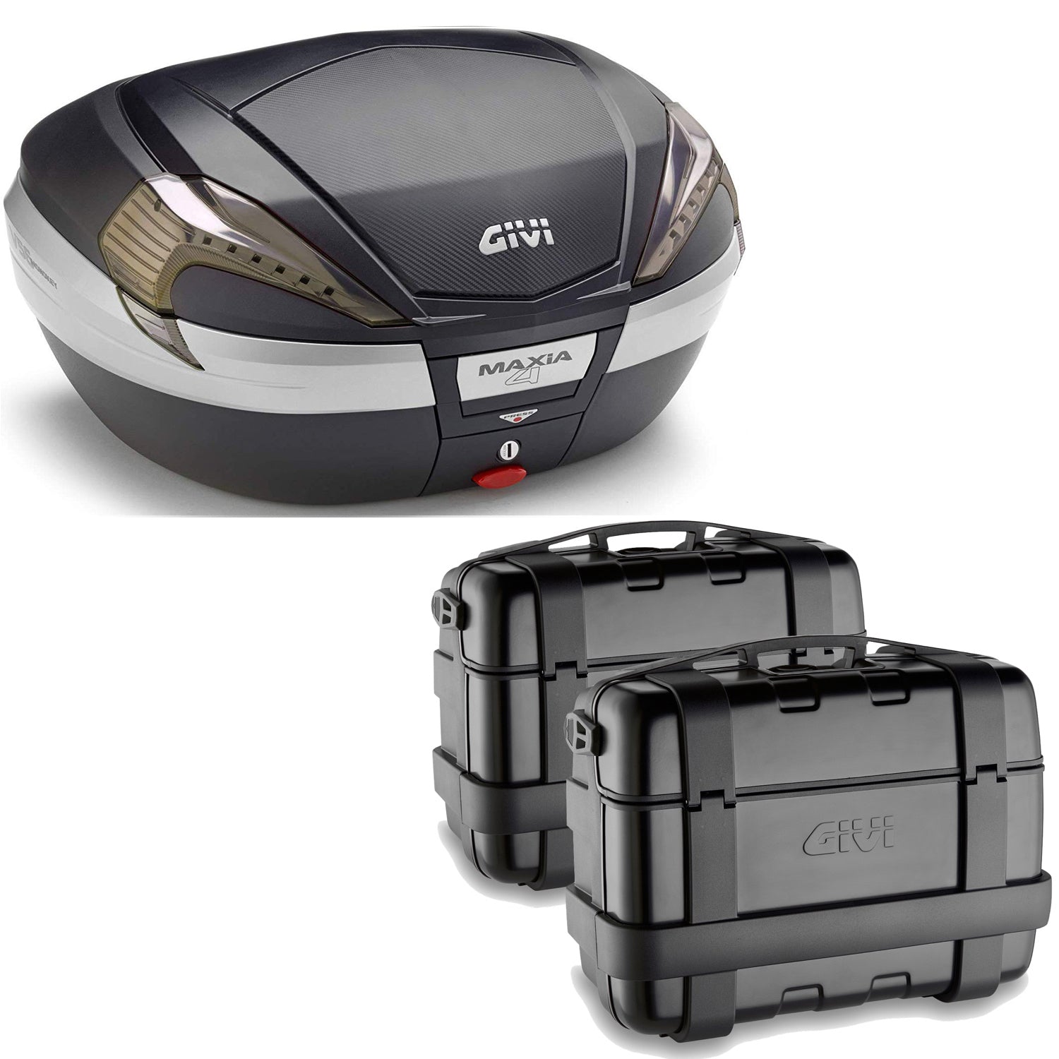 GIVI BAULETTO MAXIA 4 V56NNT + VALIGIE LATERALI TREKKER TRK33B COMPATIBILE CON HONDA NC 750 X 16/20