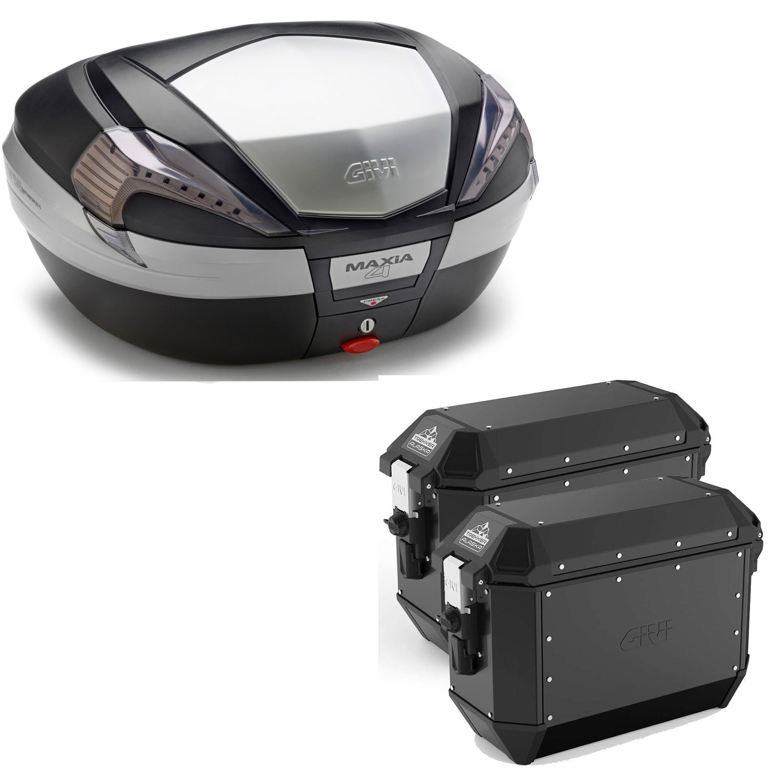 GIVI BAULETTO MAXIA 4 V56NT + VALIGIE LATERALI ALASKA ALA36B COMPATIBILE CON HONDA NC 750 S 14/15