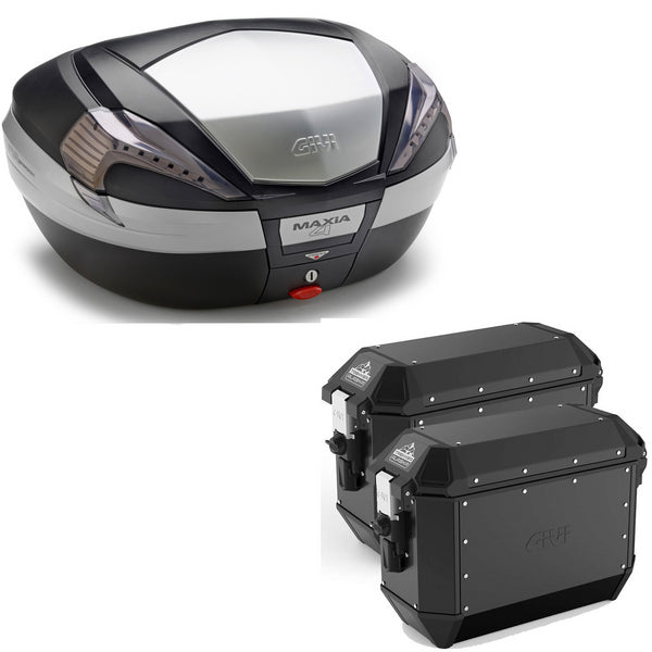 GIVI BAULETTO MAXIA 4 V56NT + VALIGIE LATERALI ALASKA ALA36B COMPATIBILE CON HONDA NC 750 S 16/20