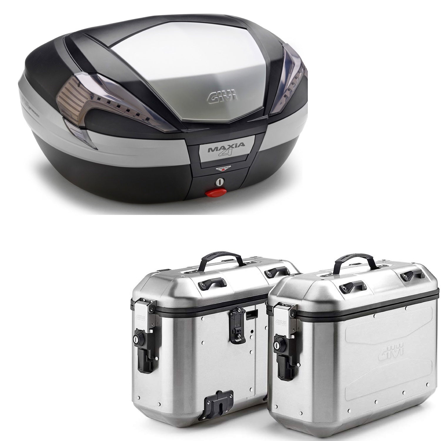 GIVI BAULETTO MAXIA 4 V56NT + VALIGIE LATERALI DOLOMITI DLMK36A COMPATIBILE CON HONDA NC 750 S 16/20