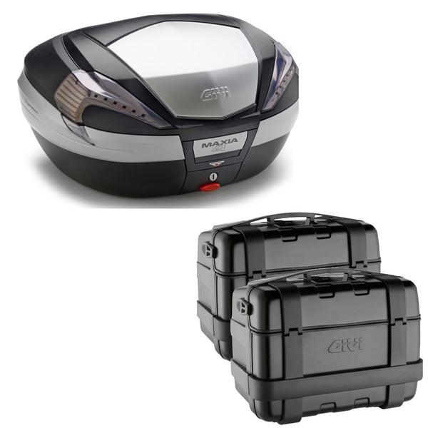 GIVI BAULETTO MAXIA 4 V56NT + VALIGIE LATERALI TREKKER TRK46B COMPATIBILE CON HONDA NC 750 S 14/15