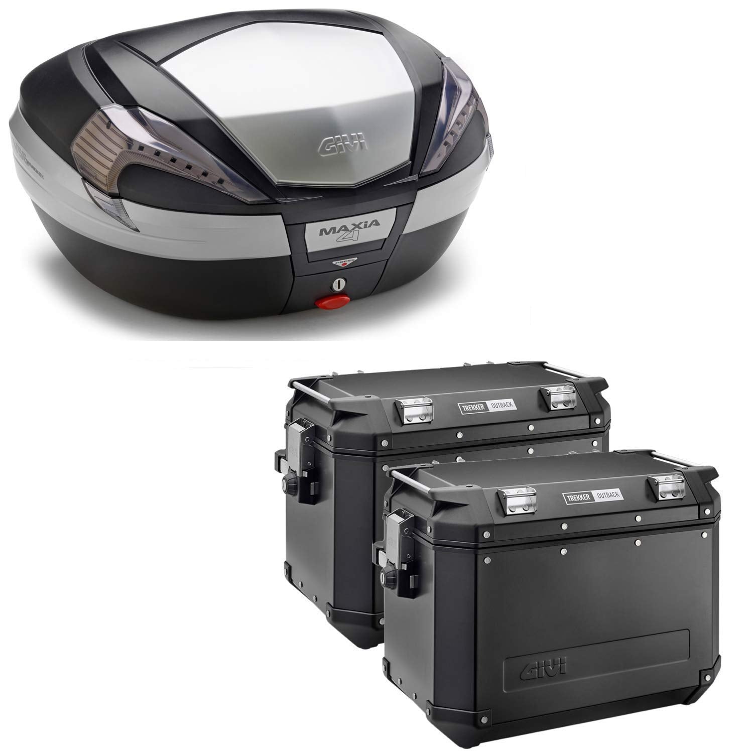 GIVI BAULETTO MAXIA 4 V56NT + VALIGIE LATERALI OUTBACK OBKN48B COMPATIBILE CON HONDA NC 750 X 16/20