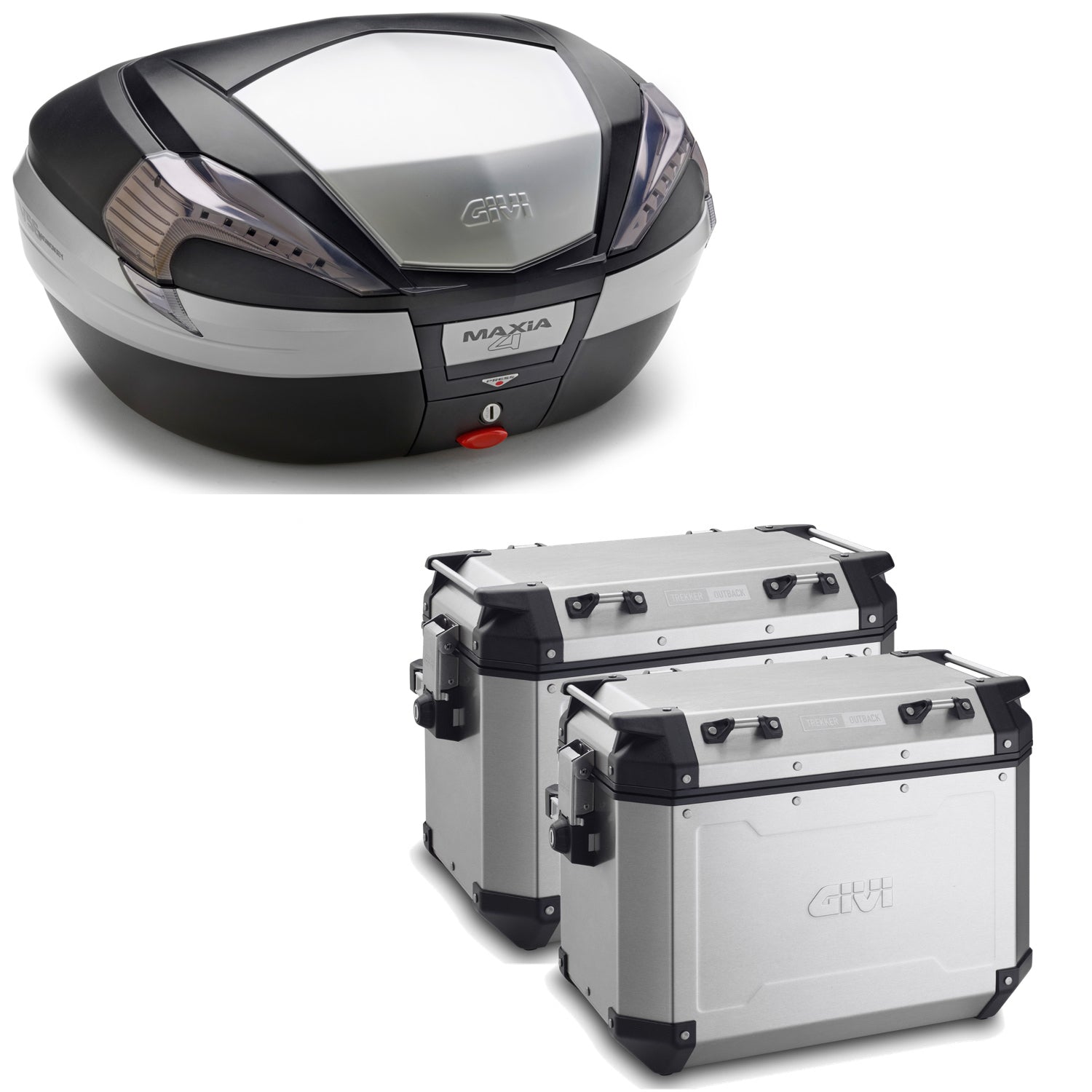 GIVI BAULETTO MAXIA 4 V56NT + VALIGIE LATERALI OUTBACK OBKN48A COMPATIBILE CON HONDA NC 750 X 16/20