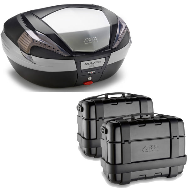 GIVI BAULETTO MAXIA 4 V56NT + VALIGIE LATERALI TREKKER TRK33B COMPATIBILE CON HONDA NC 750 S 14/15